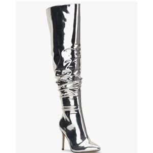 INC Womens Iyonna Patent Slouchy Over-The-Knee Boots Silver 6.5 NEW # Box M788
